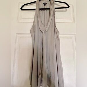 Grey Torrid Size 0 Work Blouse with Tie Neckline